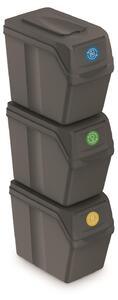 Set 3x 20L kante za razvrstavanje otpada Sortibox sivi