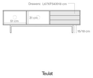 Sivi TV stol u dekoru hrasta 180x52 cm Sierra - Teulat