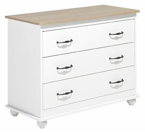 Komoda Berwyn 2331, Svijetlo drvo, Bijela, 79x100x45cm, Jasen