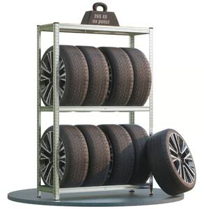 Regal za gume TYRE, 120x40x180 cm, max. 795 kg, srebrna/svijetlosmeđi Jurhan