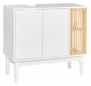 Samostojeći kupaonski ormarić za umivaonik Berwyn 2340, Svijetlo drvo, Bijela, Drvo, Medijapan, 74x80x35cm, Bor, Bambus