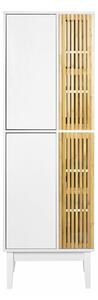 Samostojeći kupaonski ormarić Berwyn 2342, Svijetlo drvo, Bijela, Drvo, Medijapan, 159x52x35cm, Bambus, Bor