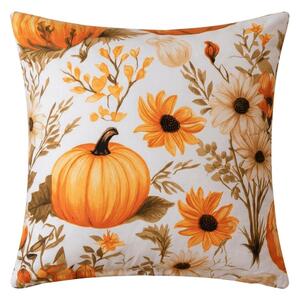 Jastučnica od mikrovlakana FLOWERS AND PUMPKINS 45x45 cm, narančasta