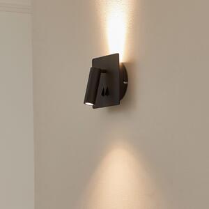 Lucande LED zidna svjetiljka Magya, crna, 2 žarulje, kvadratna, Crno, Dnevni boravak/blagovaonica, Aluminij, Zidna utičnica iznad/dolje