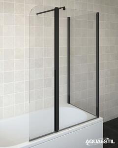 Aquaestil tuš stranica za kadu Beta III, preklop + fiks, 90 cm, crna/prozirno