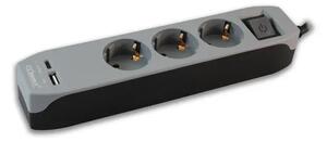 234-415 UTIČNICA 3-STRUKA L=1,4M SA SKLOPKOM + USB A+C 3856024408424
