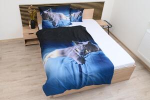 3D posteljina MAČKA plava + jastučnica 40 x 40 cm gratis Dimenzije posteljine: 70 x 90 cm | 140 x 200 cm