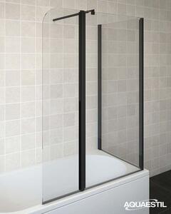 Aquaestil tuš stranica za kadu Beta III, preklop + fiks, 80 cm, crna/prozirno