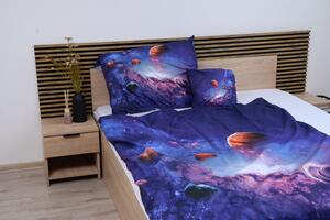 3D posteljina ŠARENI SVEMIR plava + jastučnica 40 x 40 cm gratis Dimenzije posteljine: 70 x 90 cm | 140 x 200 cm