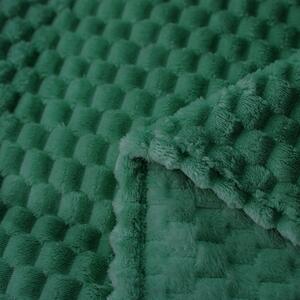 Tamno zelena deka od mikropliša CUBE 160x200 cm