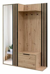 Set za hodnik Honolulu 250, Crna, Artisan hrast, 200x140x40cm