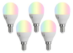 Set od 5 pametnih E14 LED žarulja G45 Opal RGBW 4,9W 470 lm 2700-6500K