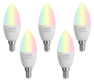 Set od 5 pametnih E14 LED žarulja C37 Opal RGBW 4,9W 470 lm 2700-6500K