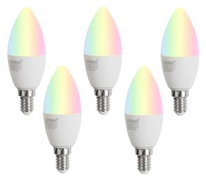 Set od 5 E14 prigušivih LED žarulja C37 opal 4,9W 470 lm 2700-6500K
