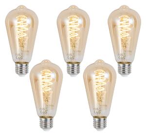 Set od 5 pametnih E27 prigušivih LED žarulja ST64 Amber 4.9W 320 lm 2500K Zigbee