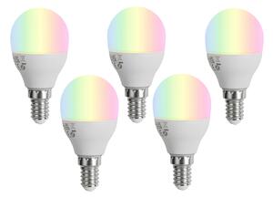 Set od 5 pametnih E14 prigušivih LED žarulja G45 Opal 4,9W 470 lm 2700-6500K