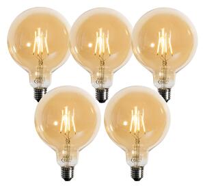 Set od 5 E27 prigušivih LED žarulja zlatne boje G125 4,9W 450 lm 2200K