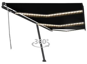 VidaXL Tenda na ručno uvlačenje s LED svjetlima 600 x 300 cm antracit