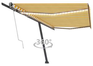 VidaXL Automatska tenda sa senzorom LED 500x300 cm žuto-bijela