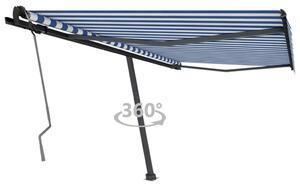 VidaXL Samostojeća tenda na ručno uvlačenje 400 x 350 cm plavo/bijela