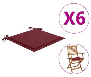 VidaXL Jastuci za vrtne stolice 6 kom boja vina 40x40x3 cm od tkanine