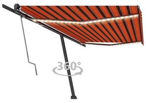 VidaXL Automatska tenda sa senzorom LED 500x300 cm narančasto-smeđa