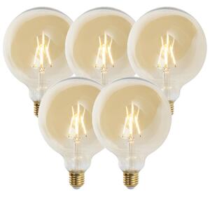 Set od 5 E27 prigušivih LED žarulja G125 zlatna 5W 450lm 2200K