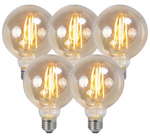 Set od 5 E27 prigušivih LED žarulja s filamentom i dimnim staklom 5W 450lm 2200K