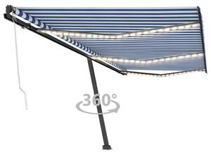 VidaXL Automatska tenda sa senzorom LED 600 x 300 cm plavo-bijela