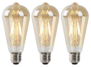 Set od 3 LED žarulja E27 ST64 zlatne s senzorom sumraka 4W 400lm 2200K