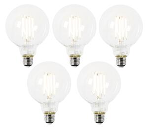 Set od 5 LED žarulja E27 G95 prozirne 2,2 W 470 lm 2700 K