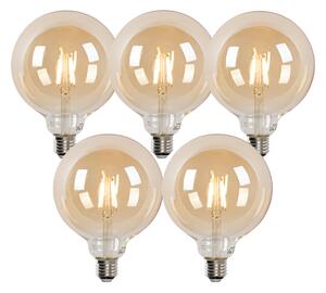 Set od 5 pametnih LED žarulja E27 G125 zlatne 4,9 W 470 lm 1800-4000 K