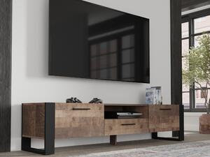 TV stol Cordoro 101, Crna, Tamno drvo, 48x200x43cm