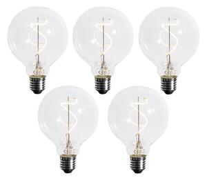 Set od 5 E27 Prigušiva LED spiralna žarulja s filamentom G95 4W 270lm 2700K