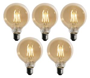 Set od 5 E27 LED žarulja s 3 koraka prigušivanja zlatna G95 4W 450 lm 2700K