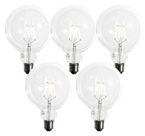 Set od 5 E27 Prigušiva LED spiralna žarulja s filamentom G125 5W 450lm 2200K