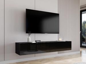 TV stol Venenou 123, Sjajno crna, Crna, 30x180x40cm