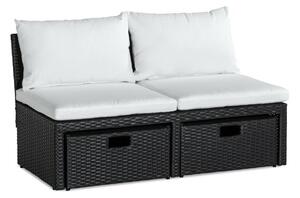 Vrtna sofa Comfort Garden 1560, Crna, Bijela, 64x120x65cm