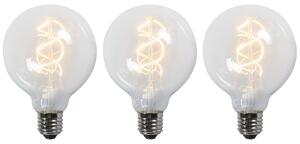 Set od 3 LED žarulja s uvijenom žarnom niti E27 G95 prozirne 5W 400lm 2200K
