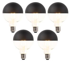 Set od 5 prigušivih LED žarulja s filamentom E27 G95 crna 550lm 2700K