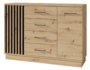 Komoda Reno 121, Artisan hrast, Crna, 92x130x37cm