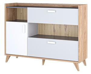 Komoda Enofere 103, Siva, Bijela, Hrast, 97x130x40cm