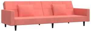 VidaXL Dvosjed na razvlačenje s dva jastuka ružičasti baršunasti