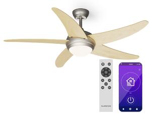 Klarstein Bolero 2 u 1 Smart, stropni ventilator, Ø 132 cm, svjetlo 55 W, daljinski upravljač, upravljanje putem aplikacije, 2 smjera strujanja zraka