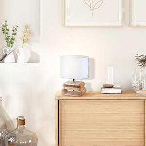 COREP Stolna lampa Oslo, bijela/svijetlo drvo, visina 30 cm, lan/drvo, Bijela, Dnevni boravak/blagovaonica, Tkanina / tekstil