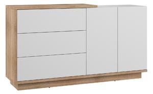 Komoda Gilroy 117, Sonoma hrast, Sjajno bijela, 89x160x40cm
