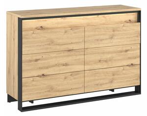 Komoda Luliru 139, Artisan hrast, Crna, 91x130x41cm