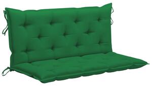 VidaXL Klupa za ljuljanje sa zelenim jastukom 120 cm masivna tikovina