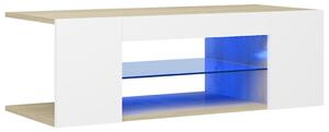 VidaXL TV ormarić s LED svjetlima bijeli i boja hrasta 90 x 39 x 30 cm