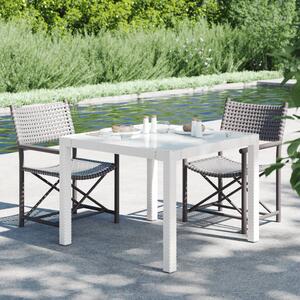 VidaXL Vrtni stol 90x90x75 cm od kaljenog stakla i poliratana bijeli